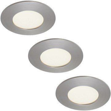 Briloner 7103432 - Set of 3 dimmable LED bathroom recessed downlights LED/4,9W/230V IP44 matte chrome
