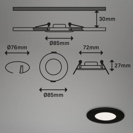Briloner 7113-415 - LED Bathroom recessed light FLAT LED/5W/230V IP44