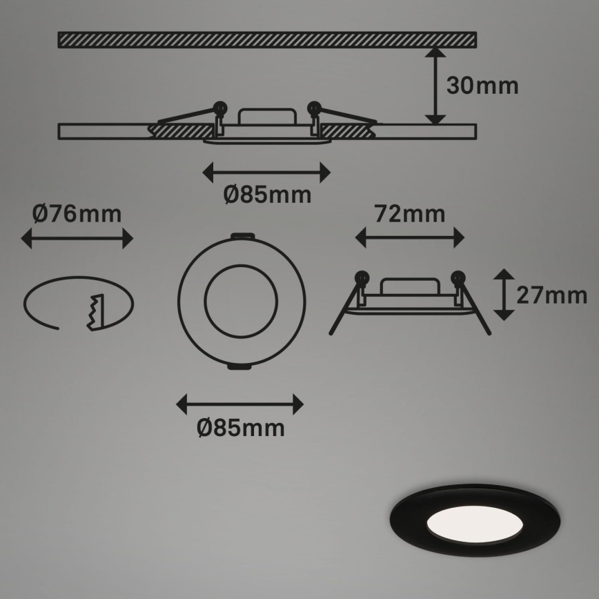 Briloner 7113-415 - LED Bathroom recessed light FLAT LED/5W/230V IP44