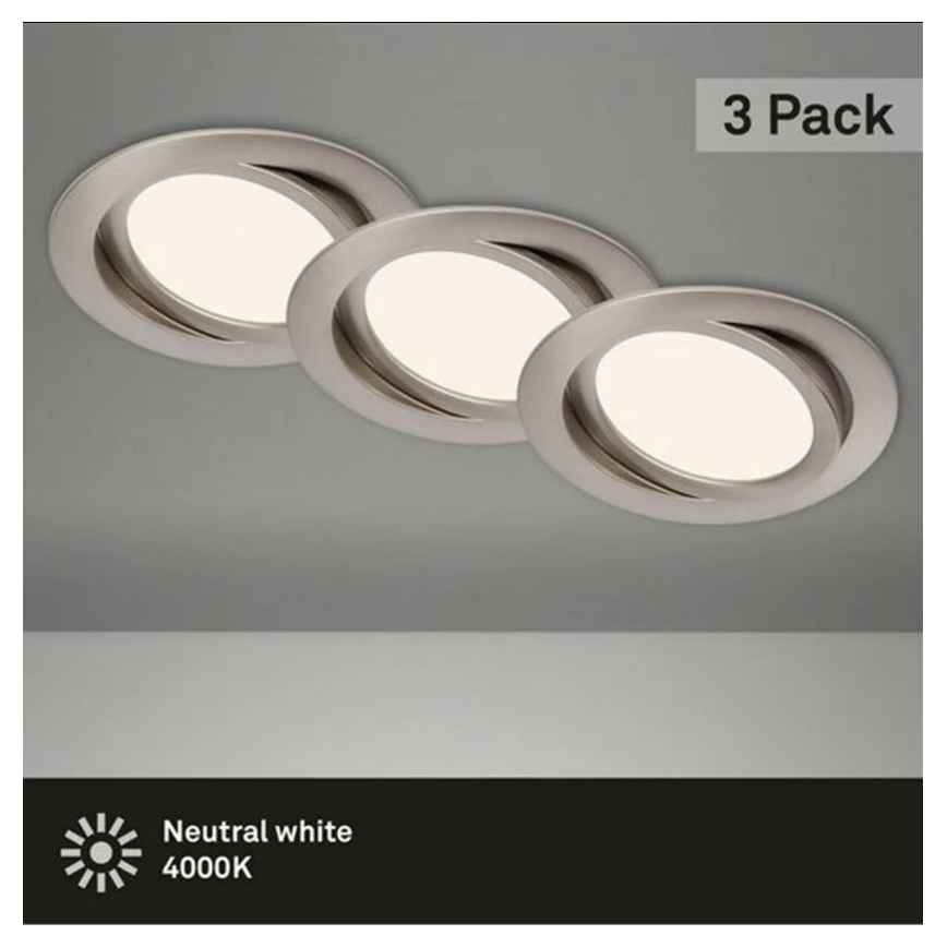 Briloner 7116-432 - SET 3x LED Bathroom recessed light FLAT IN LED/9W/230V IP23