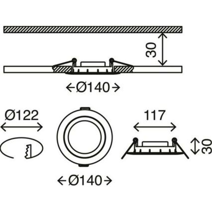 Briloner 7116-432 - SET 3x LED Bathroom recessed light FLAT IN LED/9W/230V IP23