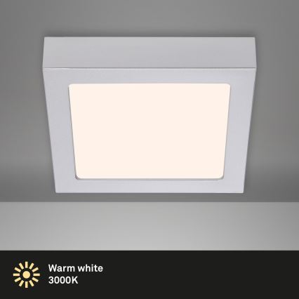 Briloner 7123-014 - FIRE LED ceiling light, 12W, 230V, 3000K, 17x17cm, silver