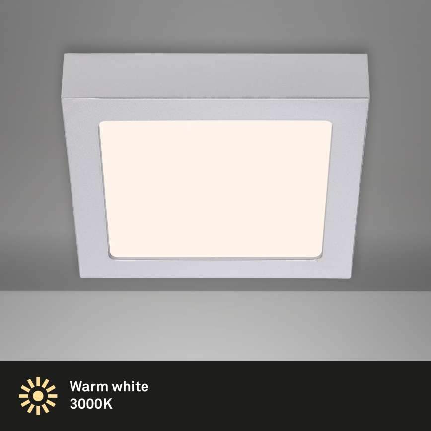 Briloner 7123-014 - FIRE LED ceiling light, 12W, 230V, 3000K, 17x17cm, silver