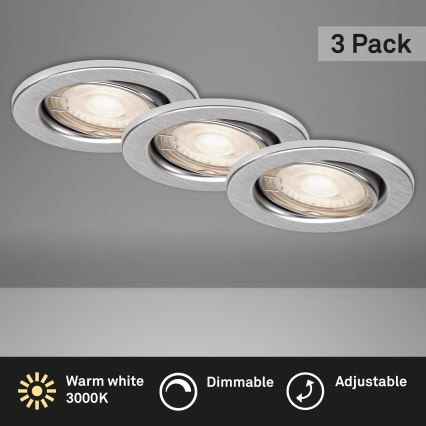 Briloner 7148 - 039-SET 3xLED Dimmable bathroom light 1xGU10/5,5W/230V IP23