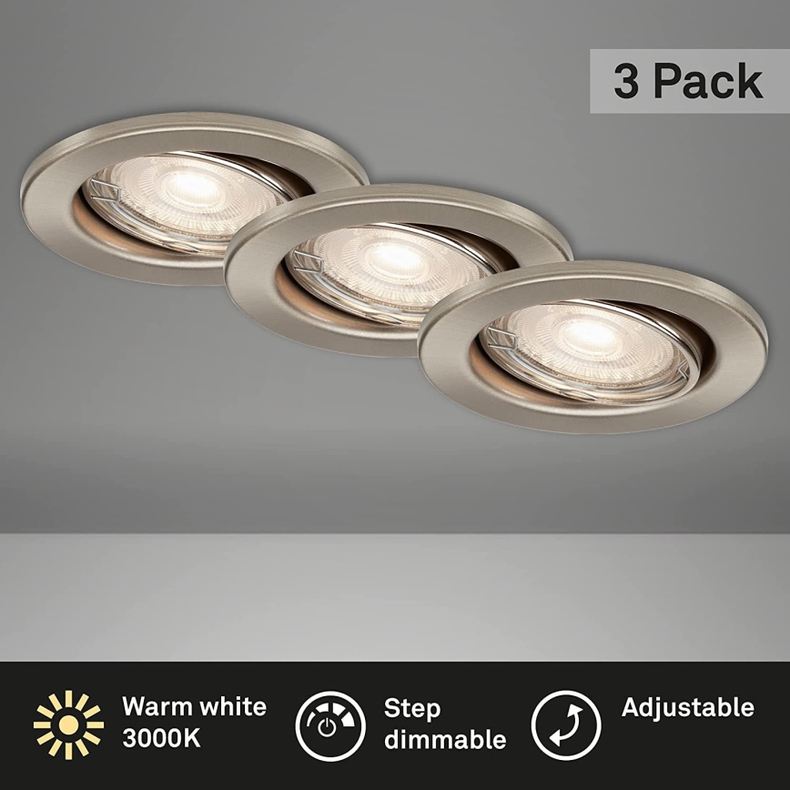 Briloner 7149-032 - SET 3xLED Dimmable bathroom light 1xGU10/5W/230V IP23