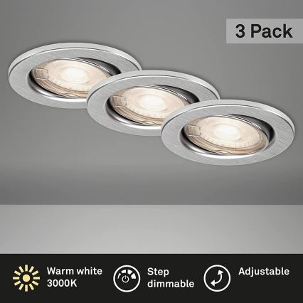 Briloner 7149-039 - SET 3xLED Dimmable bathroom light 1xGU10/5W/230V IP23