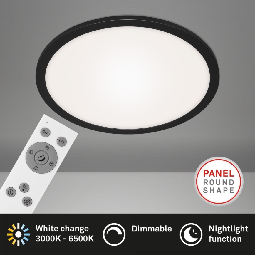 Briloner 7168-015 - LED Dimmable ceiling light PIATTO LED/22W/230V 3000-6500K d. 40 cm black + remote control