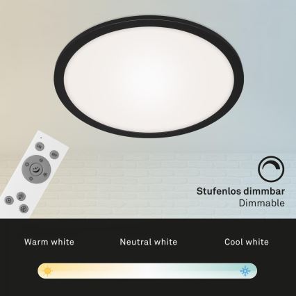 Briloner 7168-015 - LED Dimmable ceiling light PIATTO LED/22W/230V 3000-6500K d. 40 cm black + remote control