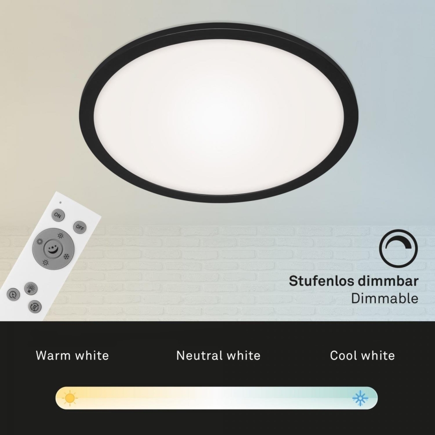 Briloner 7168-015 - LED Dimmable ceiling light PIATTO LED/22W/230V 3000-6500K d. 40 cm black + remote control
