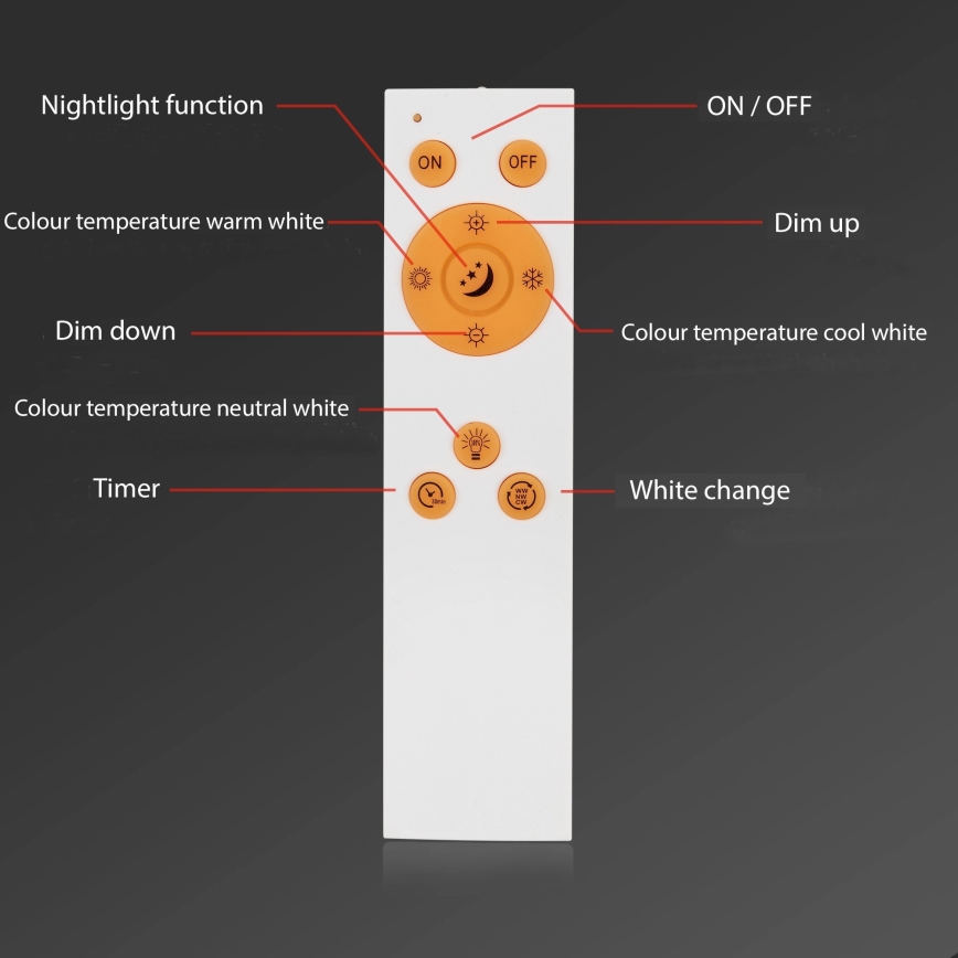 Briloner 7194-016 - LED Dimmable ceiling light SIMPLE LED/18W/230V 3000-6500K + remote control