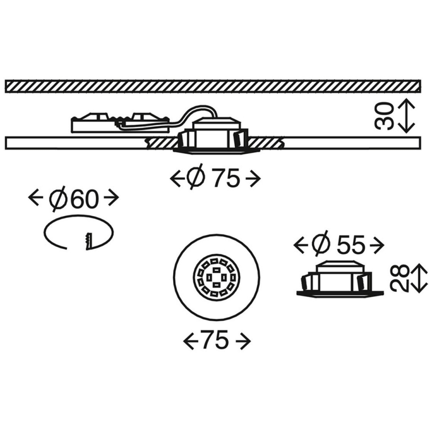 Briloner 7204-031 - SET 3x LED Bathroom recessed light ATTACH LED/5W/230V IP44