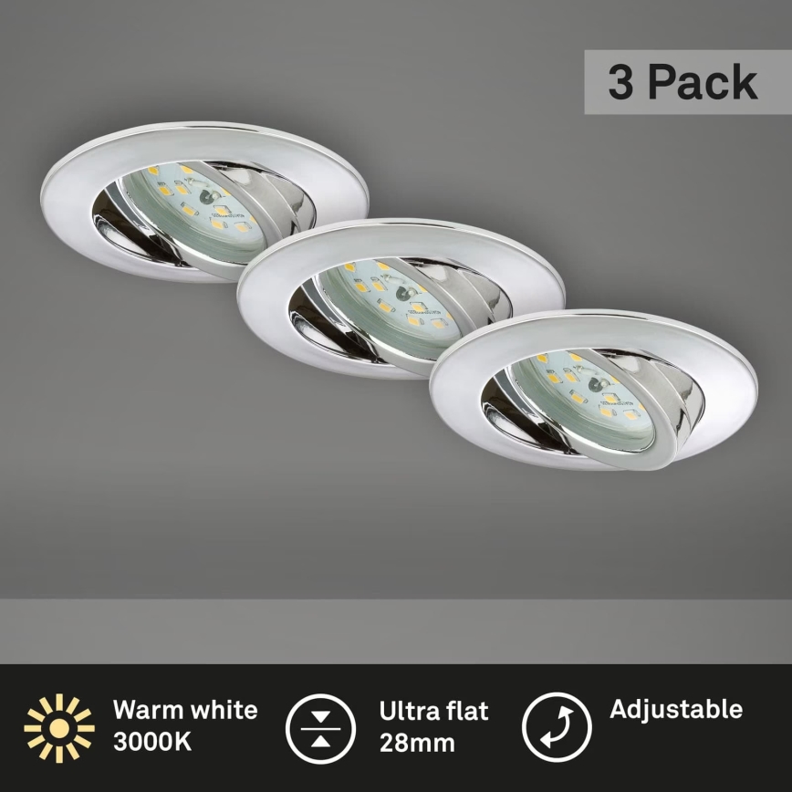 Briloner 7209-038 - SET 3x LED Bathroom recessed light LED/5W/230V IP23