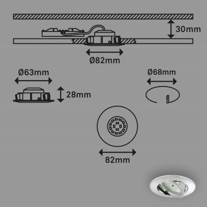 Briloner 7209-038 - SET 3x LED Bathroom recessed light LED/5W/230V IP23