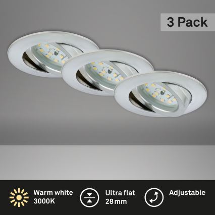 Briloner 7209-039 - SET of 3 LED Bathroom Recessed Downlights ATTACH LED/5W/230V IP23 Matte Chrome