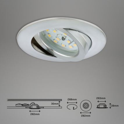 Briloner 7209-039 - SET of 3 LED Bathroom Recessed Downlights ATTACH LED/5W/230V IP23 Matte Chrome