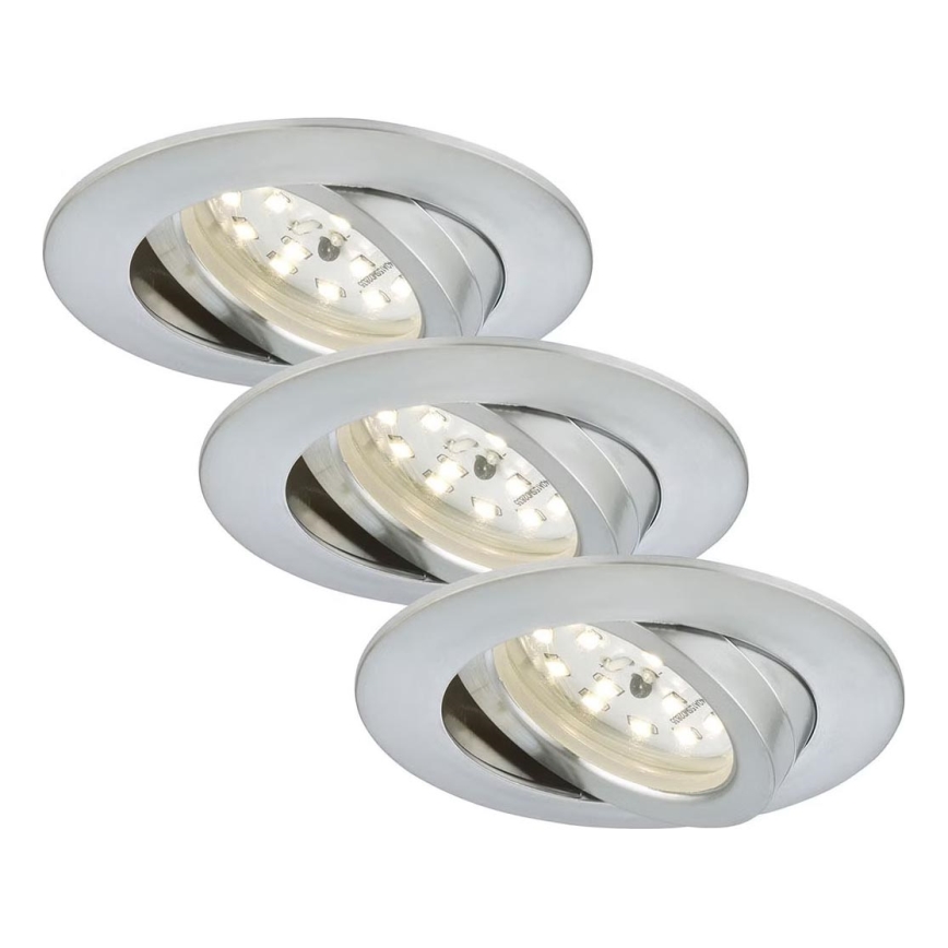 Briloner 7209-039 - SET of 3 LED Bathroom Recessed Downlights ATTACH LED/5W/230V IP23 Matte Chrome