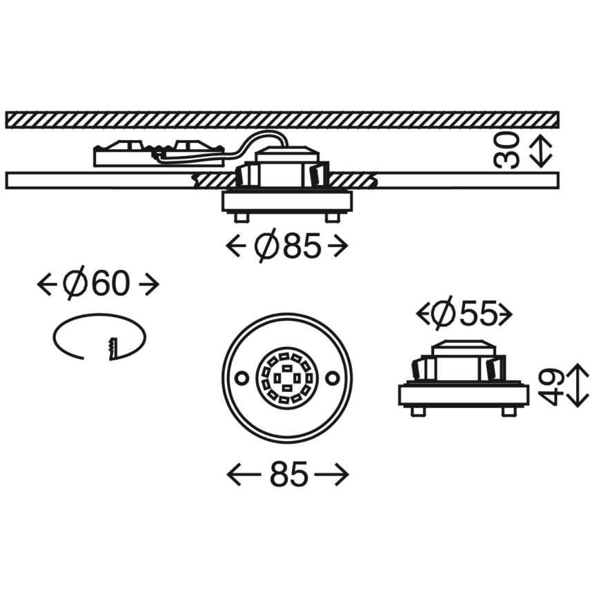 Briloner 7214-012 - LED Bathroom recessed light ATTACH LED/5W/230V IP44