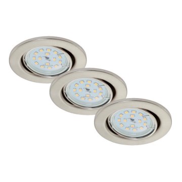 Briloner 7220-032 - PACK 3x LED Bathroom recessed light FIT 1xGU10/5W/230V matte nickel