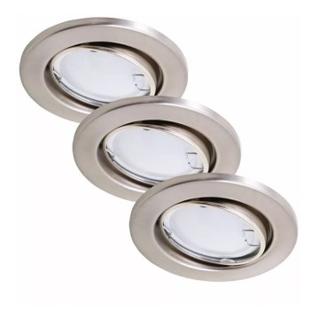 Briloner 7221-032 - SET 3x LED Bathroom recessed light 1xGU10/3W/230V IP23 matte chrome