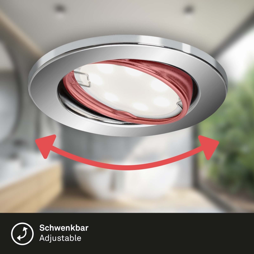 Briloner 7221-038 - SET 3x LED bathroom recessed light 1xGU10/3W/230V IP23 shiny chrome