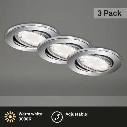 Briloner 7221-038 - SET 3x LED bathroom recessed light 1xGU10/3W/230V IP23 shiny chrome