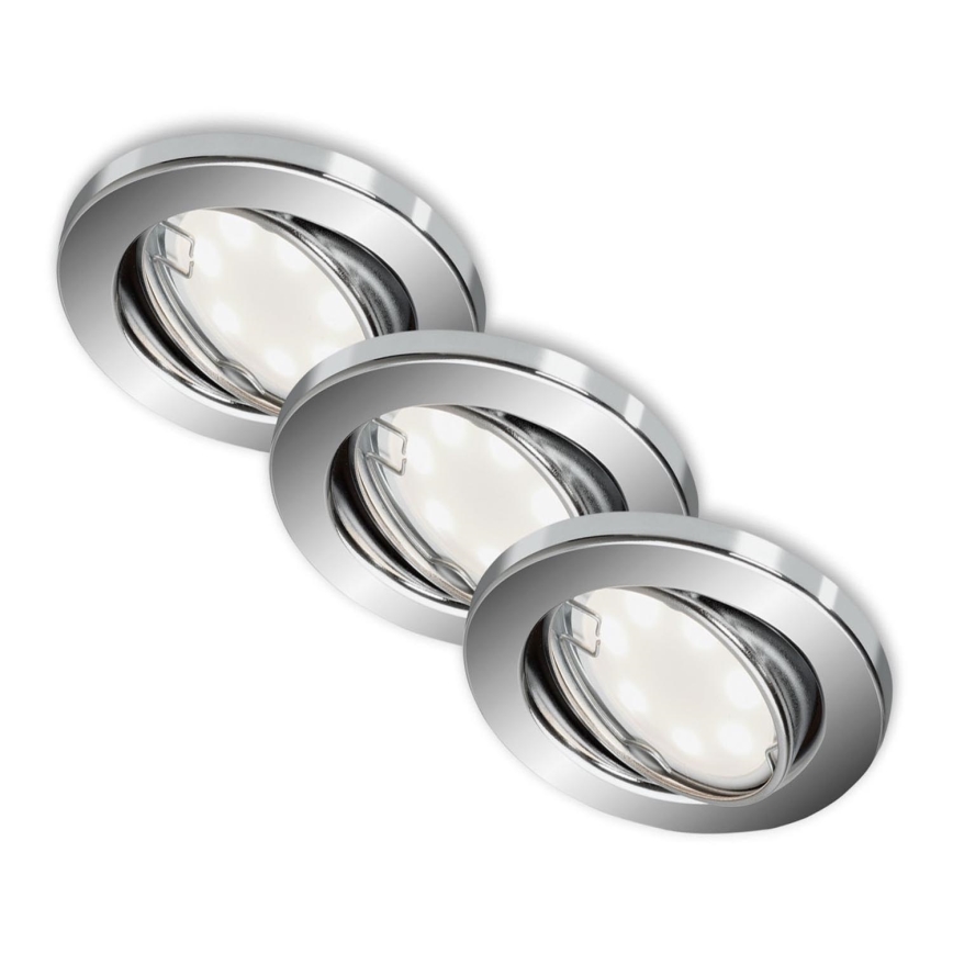Briloner 7221-038 - SET 3x LED bathroom recessed light 1xGU10/3W/230V IP23 shiny chrome