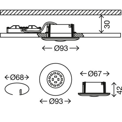 Briloner 7227-018 - LED Bathroom recessed light LED/5W/230V IP65 matte chrome