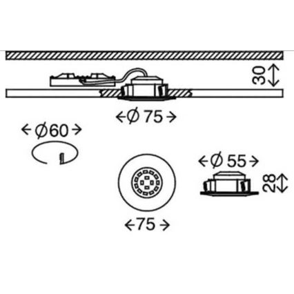 Briloner 7231-031- SET 3x LED Dimmable bathroom recessed light LED/5,5W/230V IP44