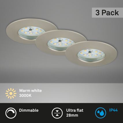 Briloner 7231-032 - SET 3x LED Dimmable bathroom recessed ATTACH light LED/5,5W/230V IP44