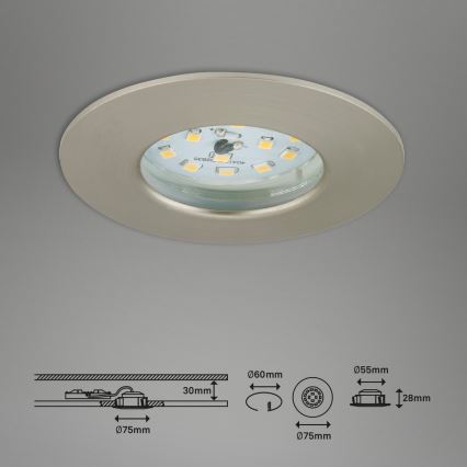 Briloner 7231-032 - SET 3x LED Dimmable bathroom recessed ATTACH light LED/5,5W/230V IP44