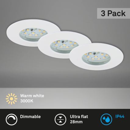 Briloner 7231-036 - SET 3x LED Dimmable bathroom recessed light LED/5,5W/230V IP44