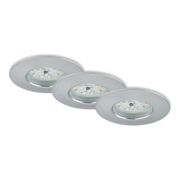 Briloner 7231-039 - Set of 3 Dimmable LED Bathroom Recessed Downlights, 5.5W/230V, IP44, Matte Chrome
