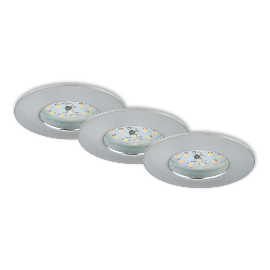 Briloner 7231-039 - Set of 3 Dimmable LED Bathroom Recessed Downlights, 5.5W/230V, IP44, Matte Chrome