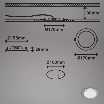 Briloner 7286-012 - LED Bathroom recessed light LED/12W/230V IP44