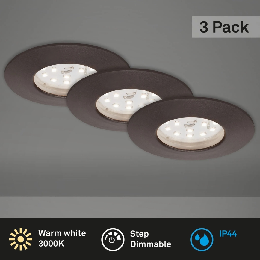 Briloner 7295-031 - SET 3x LED Dimmable bathroom recessed light ATTACH LED/6,5W/230V IP44