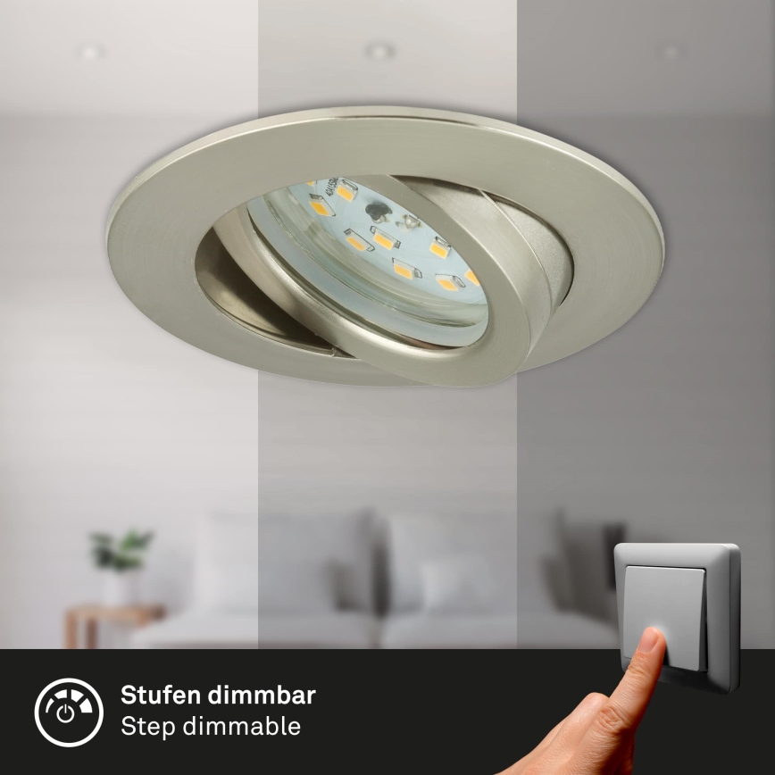 Briloner 7296-012 - LED Dimmable bathroom recessed light ATTACH LED/6,5W/230V IP23 matte chrome