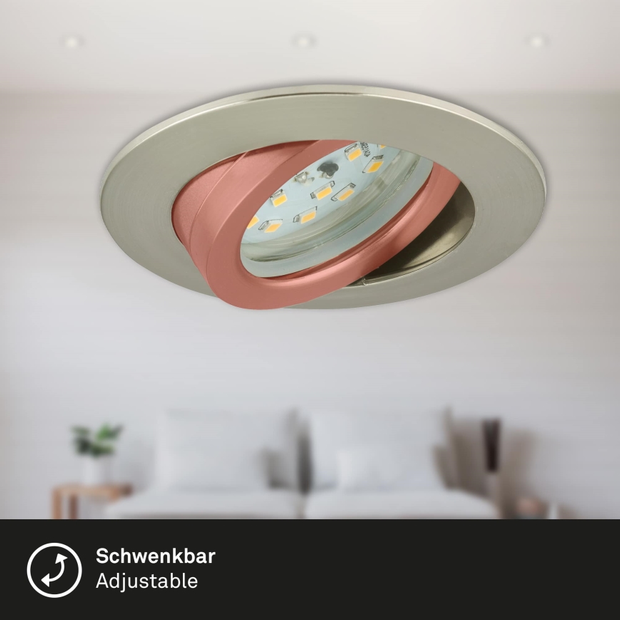 Briloner 7296-012 - LED Dimmable bathroom recessed light ATTACH LED/6,5W/230V IP23 matte chrome