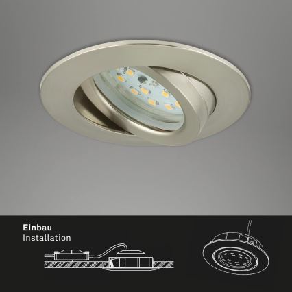 Briloner 7296-012 - LED Dimmable bathroom recessed light ATTACH LED/6,5W/230V IP23 matte chrome