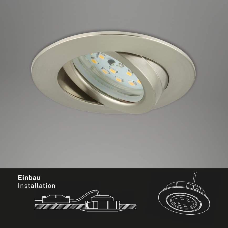 Briloner 7296-012 - LED Dimmable bathroom recessed light ATTACH LED/6,5W/230V IP23 matte chrome