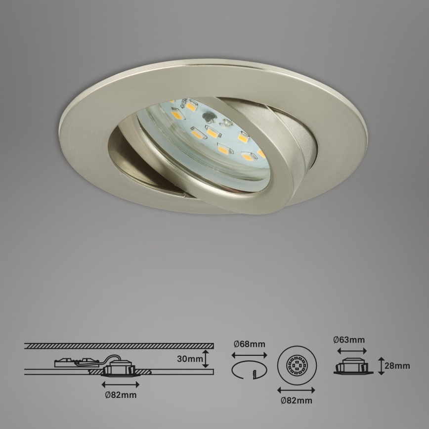 Briloner 7296-012 - LED Dimmable bathroom recessed light ATTACH LED/6,5W/230V IP23 matte chrome