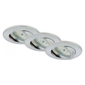 Briloner 7296-039 - Set of 3 Dimmable LED Bathroom Recessed Downlights, LED 6.5W/230V, 3000K, IP23, Matte Chrome
