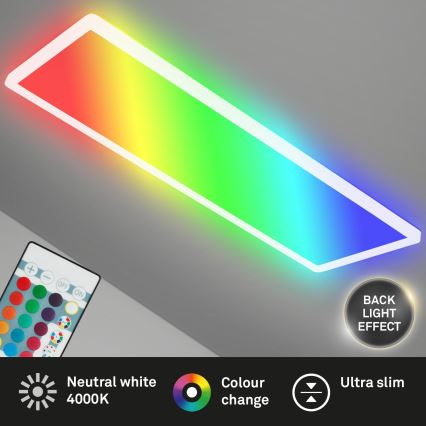 Briloner 7404-016 - Dimmable RGBW Surface-Mounted LED Panel, 22W, 230V, 4000K + Remote Control
