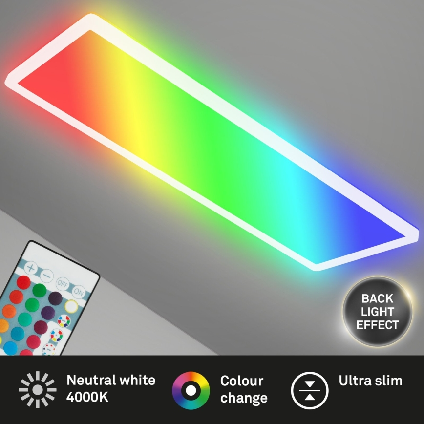 Briloner 7404-016 - Dimmable RGBW Surface-Mounted LED Panel, 22W, 230V, 4000K + Remote Control
