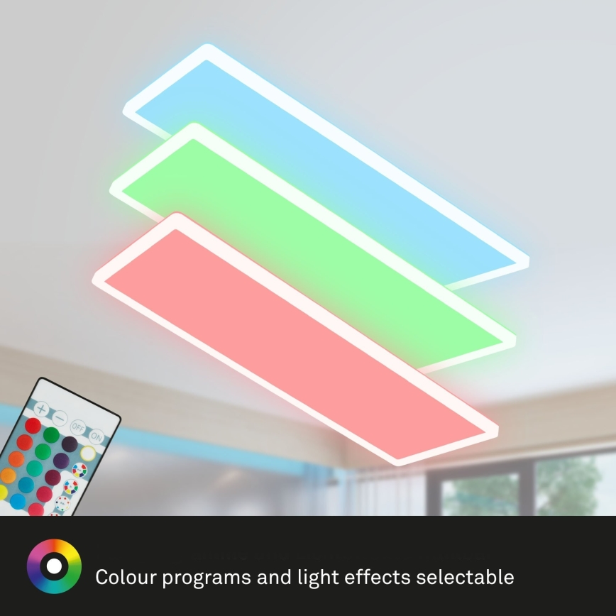 Briloner 7404-016 - Dimmable RGBW Surface-Mounted LED Panel, 22W, 230V, 4000K + Remote Control