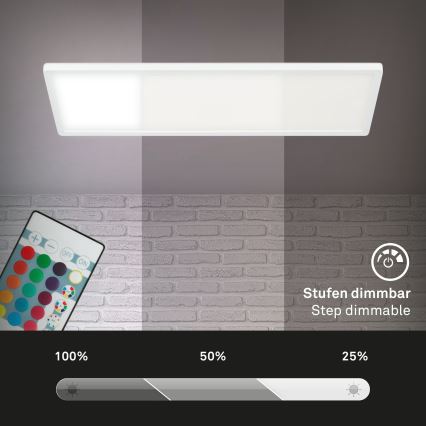 Briloner 7404-016 - Dimmable RGBW Surface-Mounted LED Panel, 22W, 230V, 4000K + Remote Control