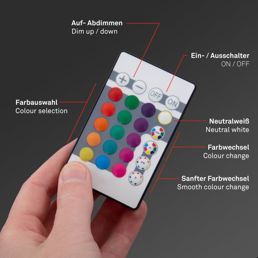 Briloner 7404-016 - Dimmable RGBW Surface-Mounted LED Panel, 22W, 230V, 4000K + Remote Control