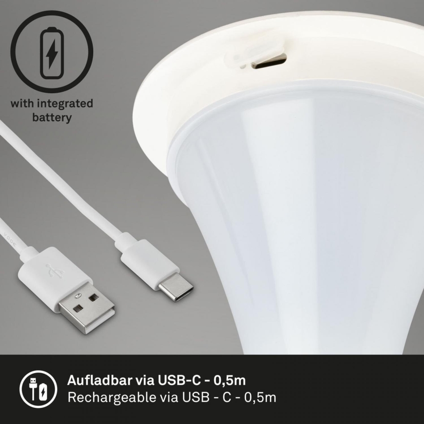 Briloner 7420016 - LED Dimmable rechargeable touch outdoor table lamp LED/4W/5V IP44 3000K white