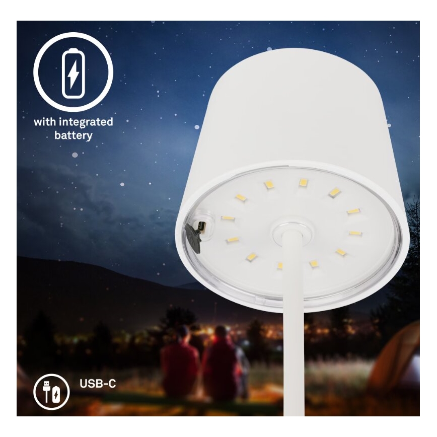 Briloner 7423016 - LED Dimmable rechargeable outdoor table lamp LED/2,6W/5V IP44 white