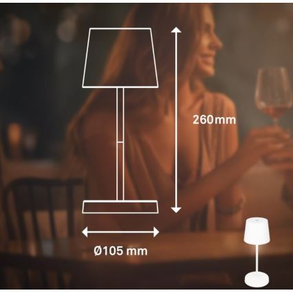Briloner 7423016 - LED Dimmable rechargeable outdoor table lamp LED/2,6W/5V IP44 white