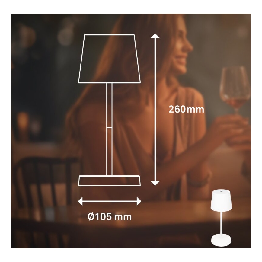 Briloner 7423016 - LED Dimmable rechargeable outdoor table lamp LED/2,6W/5V IP44 white